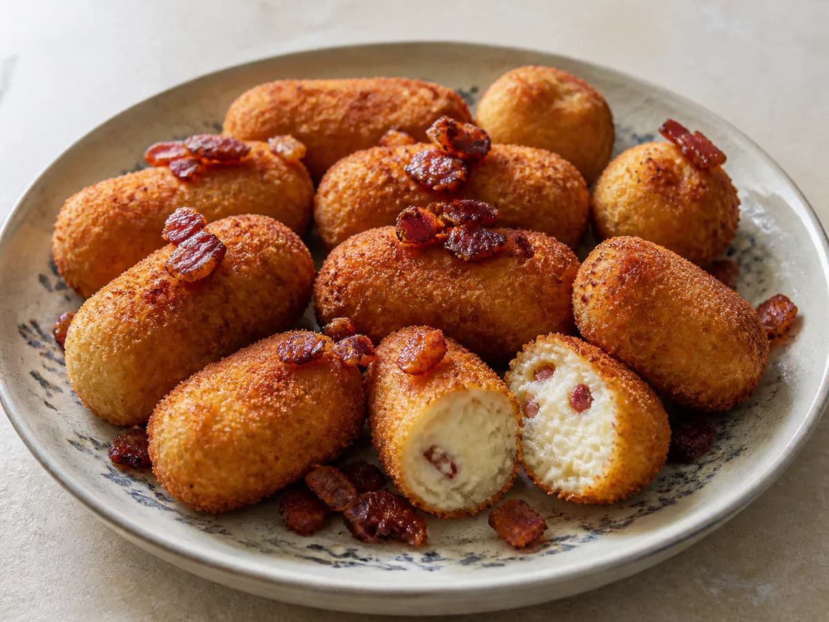 Croquetes Cremosos de Queijo com Bacon Estaladiço: Uma Delícia Rápida para o Natal