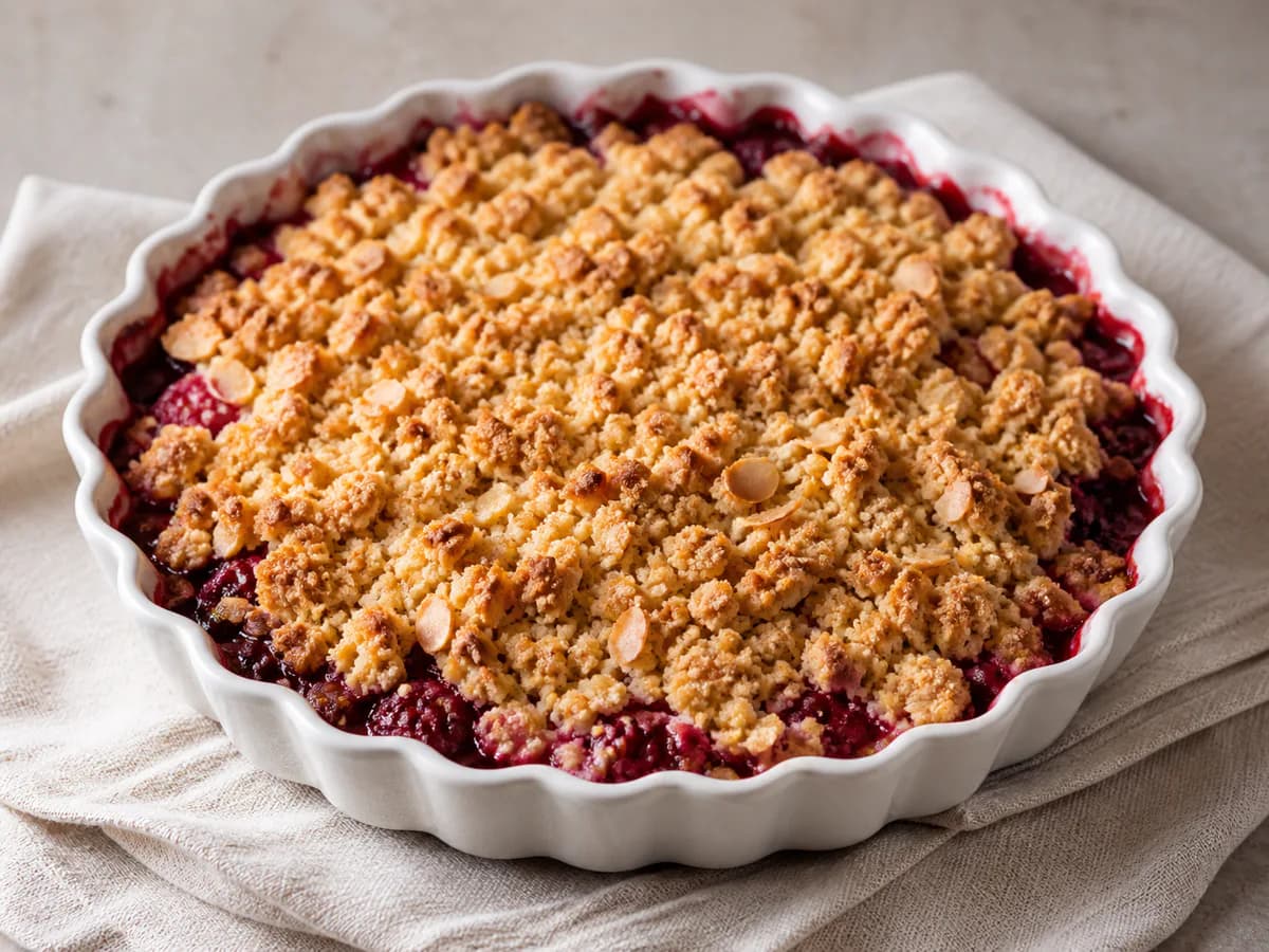 Crumble de Frutos Vermelhos e Maçãs Aromatizado com Especiarias