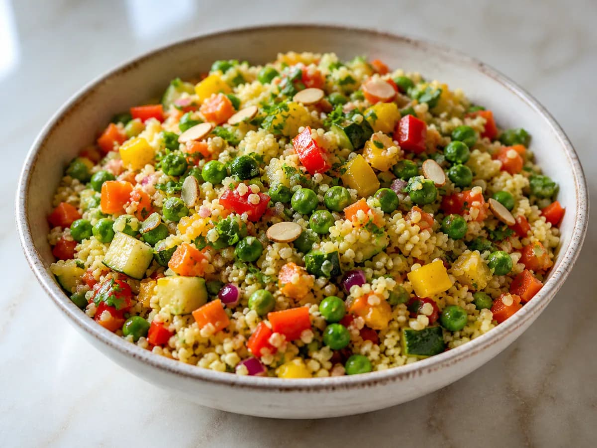 Cuscuz Marroquino com Legumes Salteados e Ervas Frescas