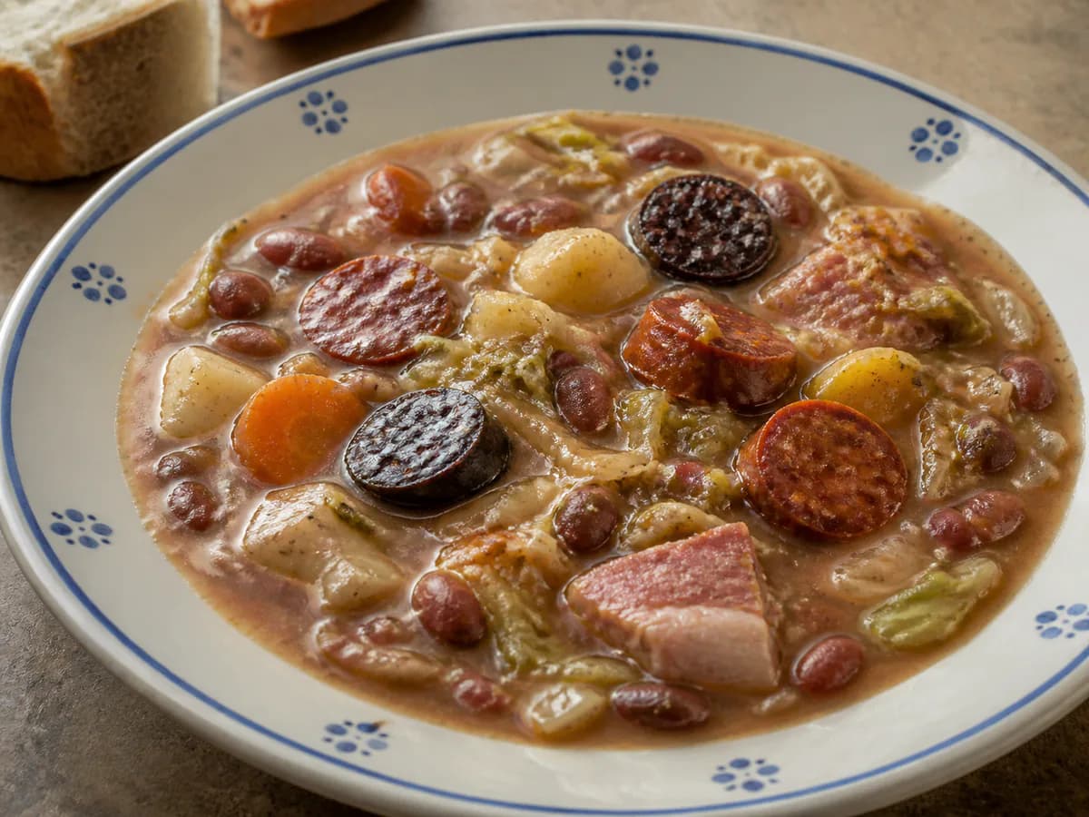 Sopa da Pedra com Morcela e Couve Lombarda