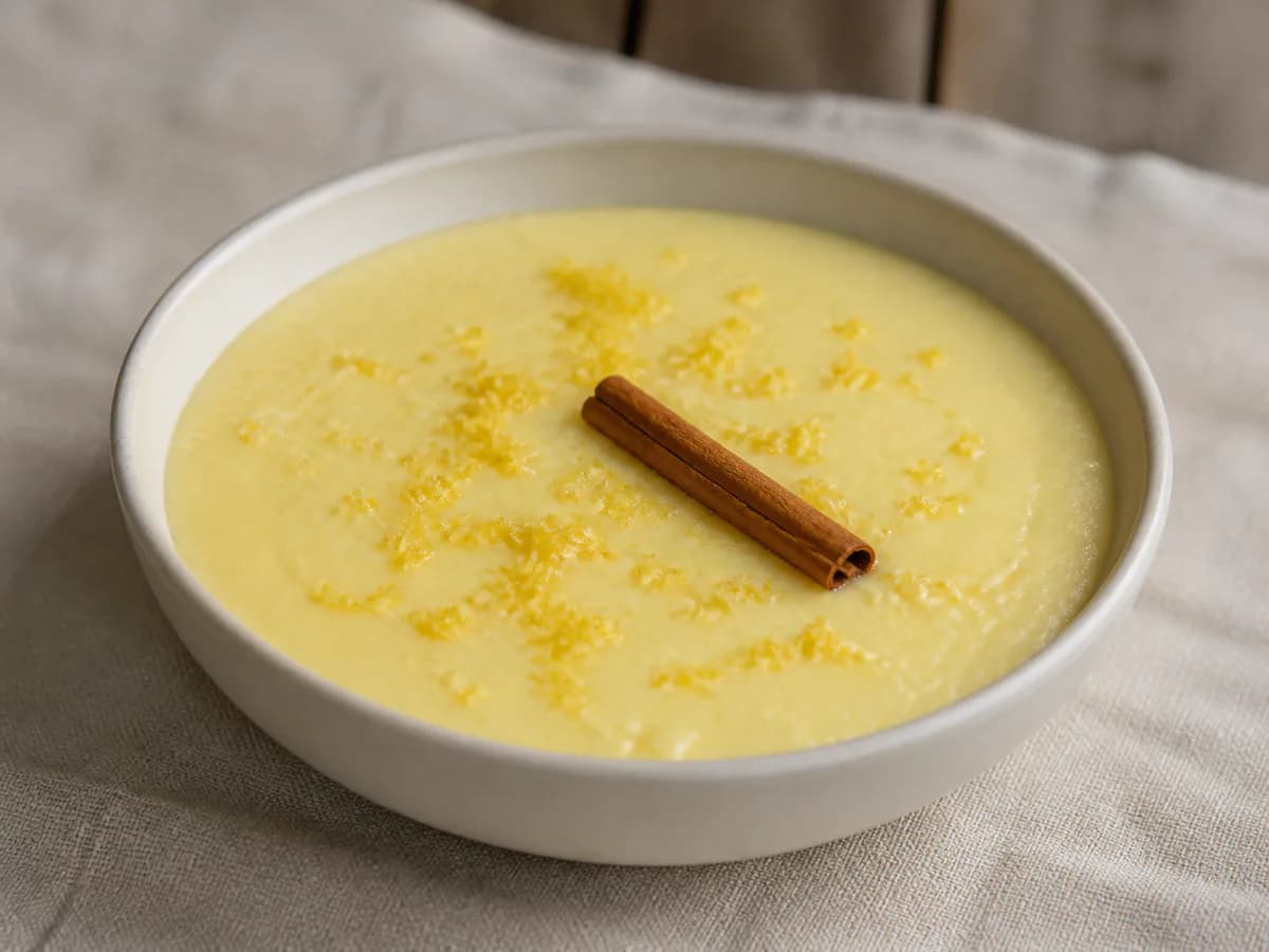 Pormenor de uma porção de Creme de Limão e Baunilha