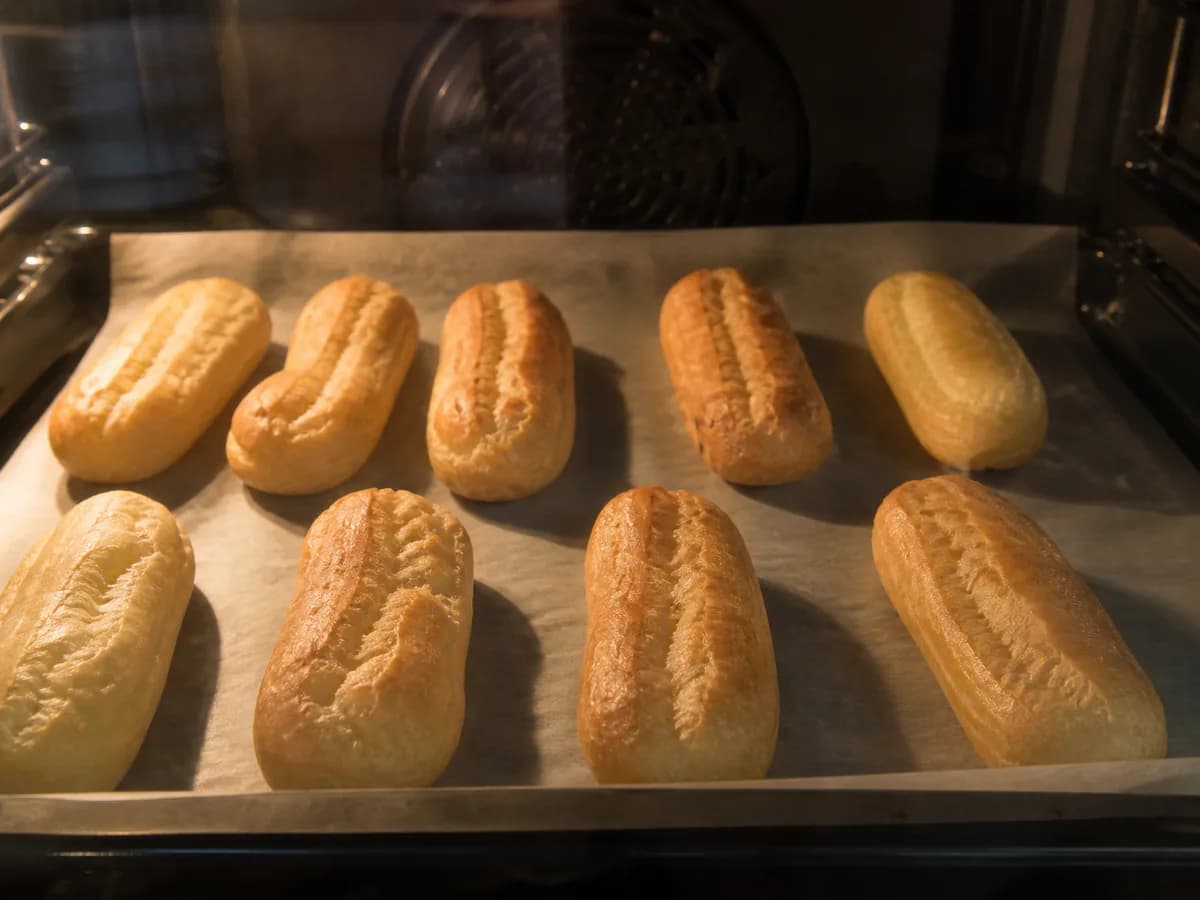 Preparação de Eclairs de Morango e Requeijão durante a confeção