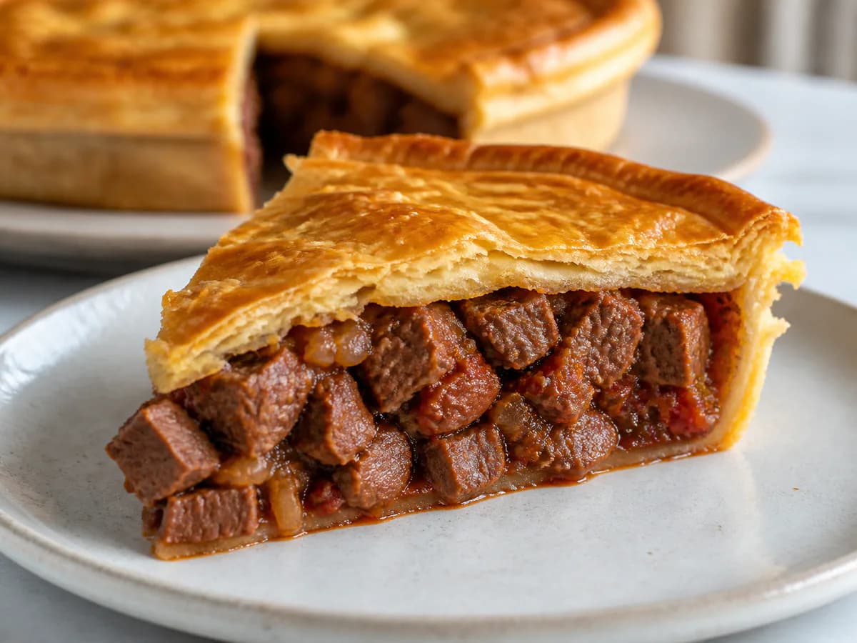 Pormenor de uma porção de Empada de Carne Galega