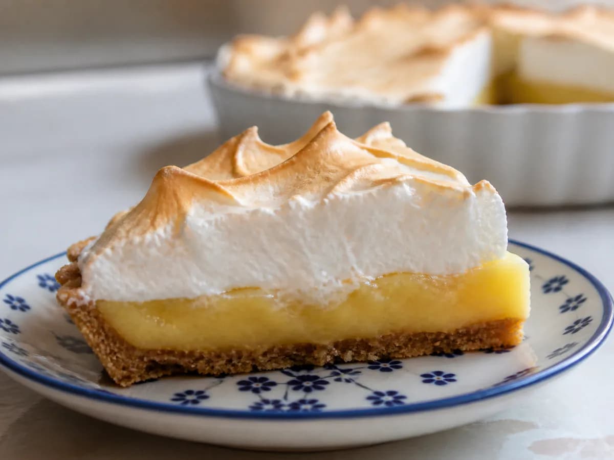 Pormenor de uma porção de Tarte Merengada de Limão "Infalível": Rápida e Deliciosa