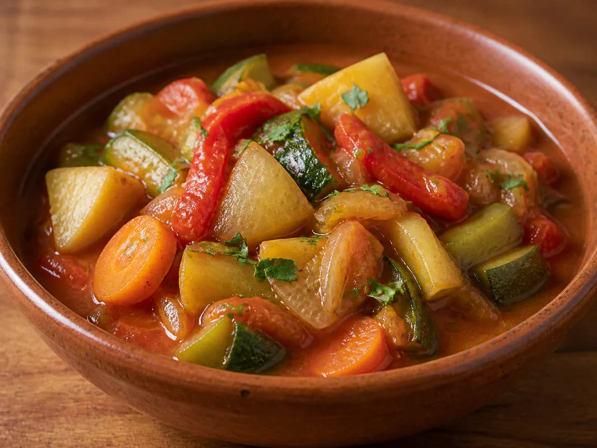 Pormenor de uma porção de Estufado de Legumes à Transmontana