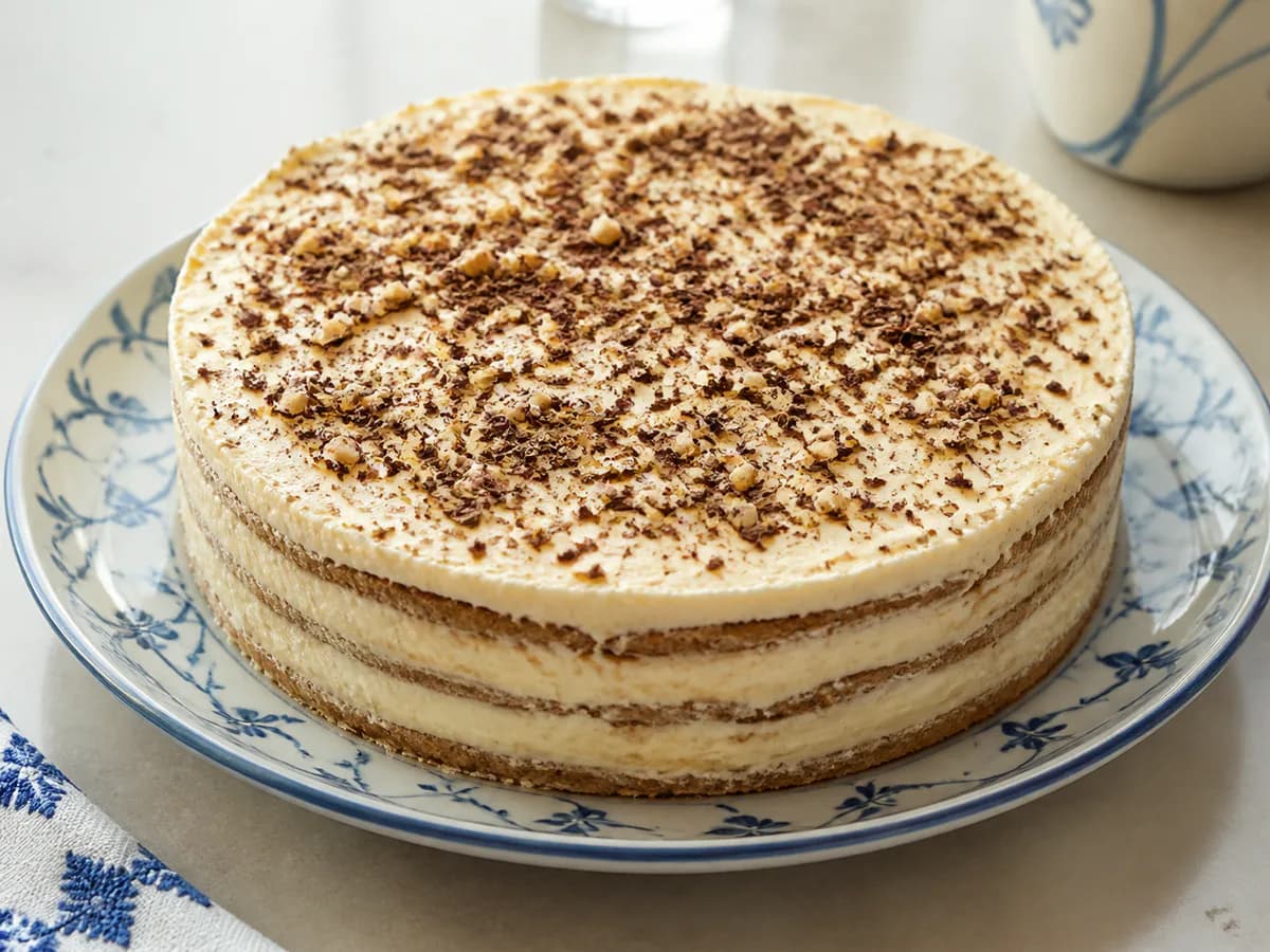 Bolo de Bolacha com Creme Leve de Manteiga