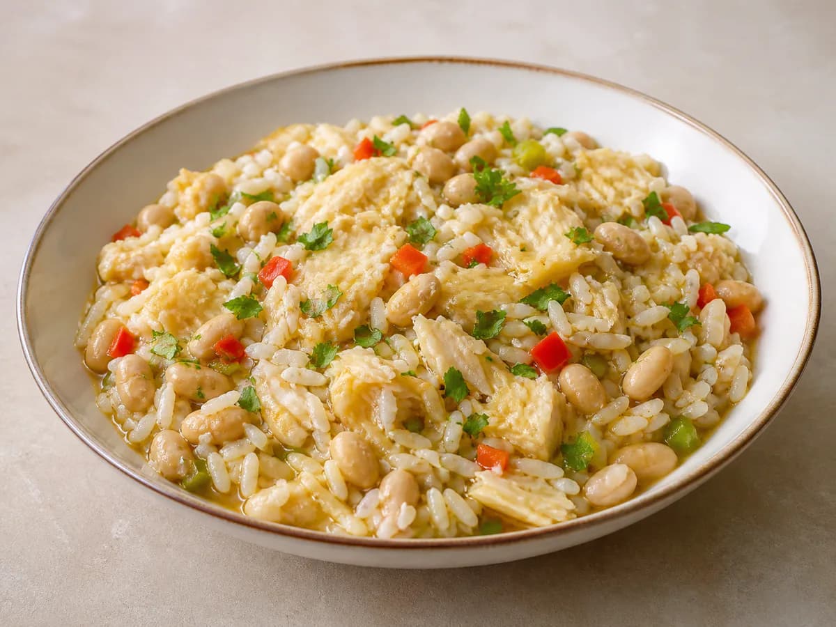 Feijão Branco com Arroz e Bacalhau