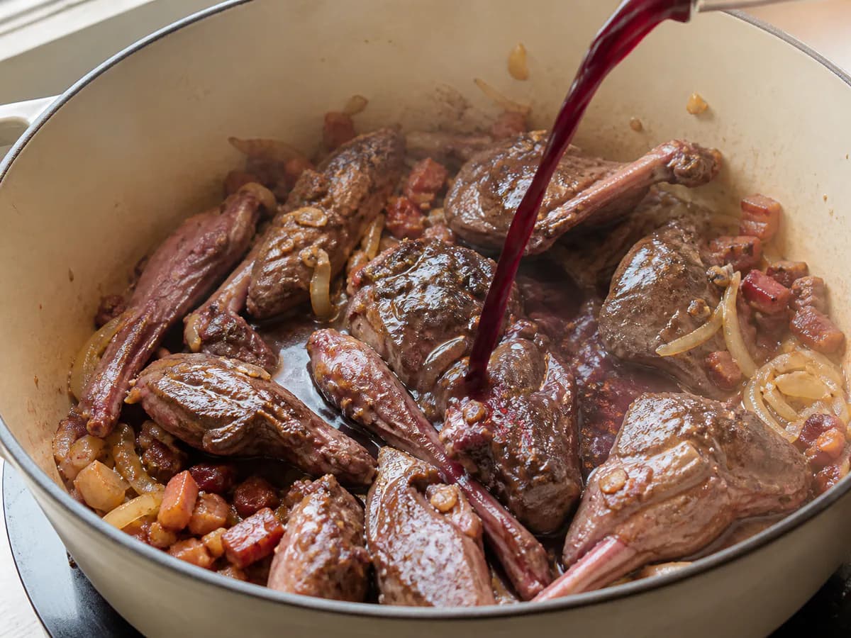 Preparação de Feijoada de Lebre à Transmontana durante a confeção