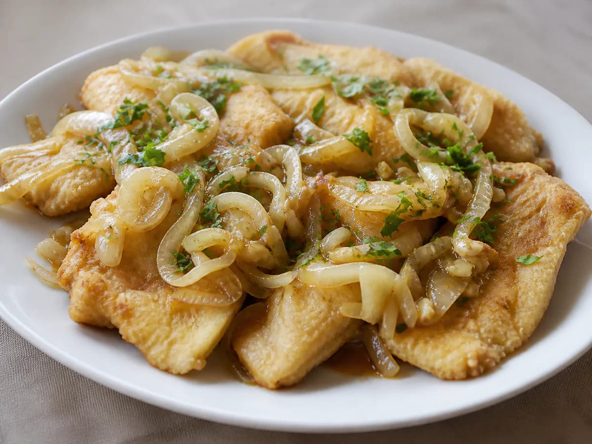 Filetes de Peixe em Polme Acebolado