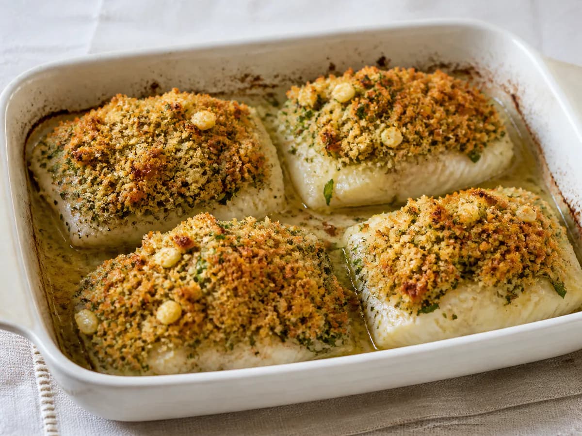 Filetes de Pescada no Forno com Broa