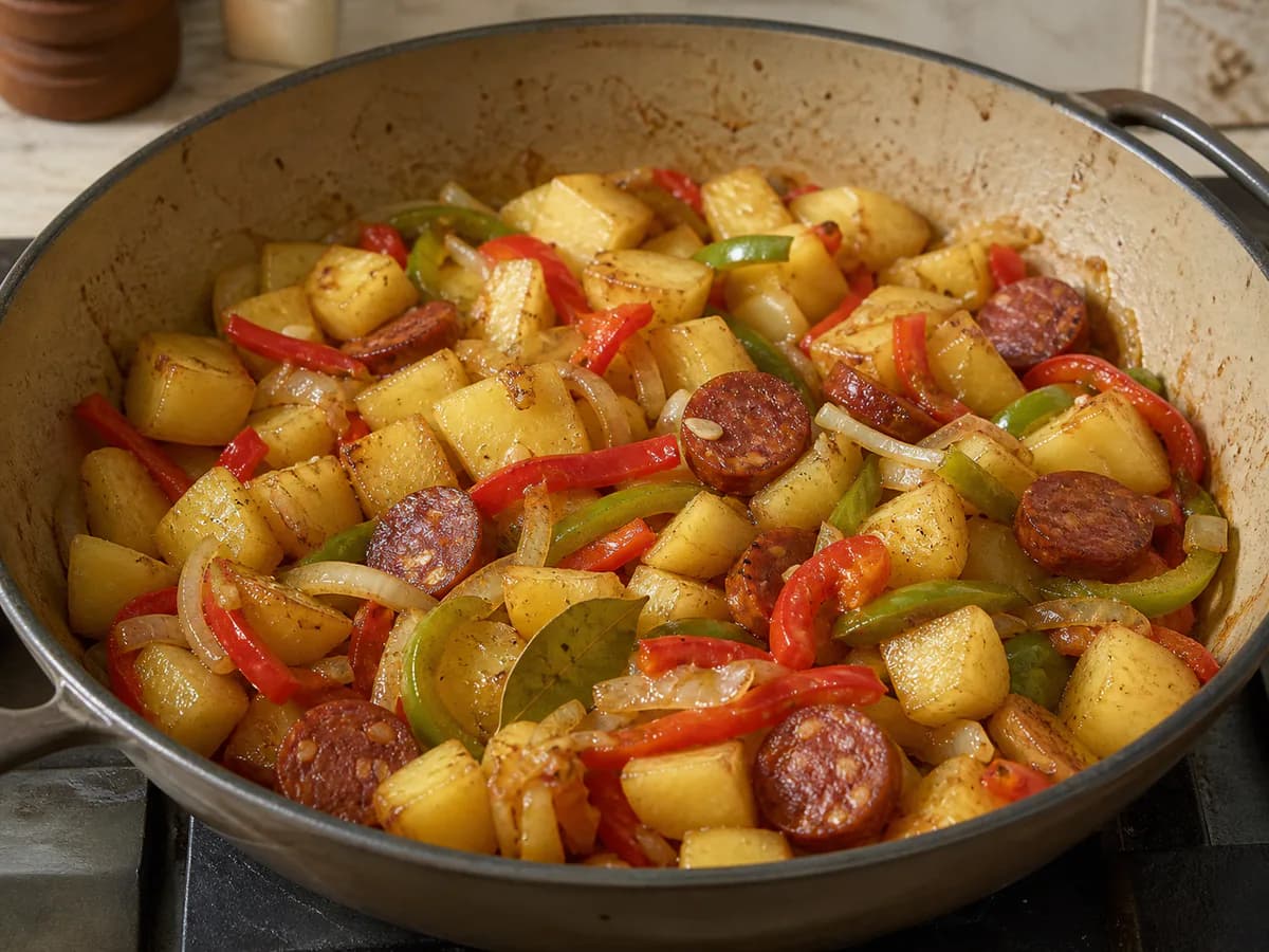 Preparação de Frango à Portuguesa durante a confeção