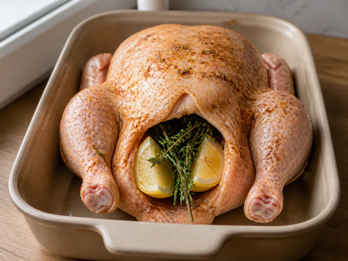 Preparação de Frango Aromático que Fica Delicioso durante a confeção