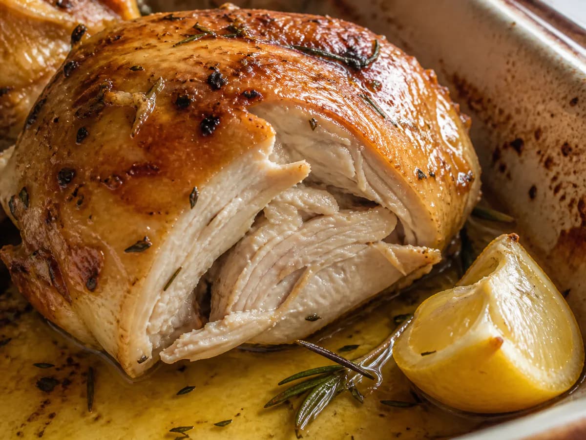 Pormenor de uma porção de Frango com Limão em Conserva