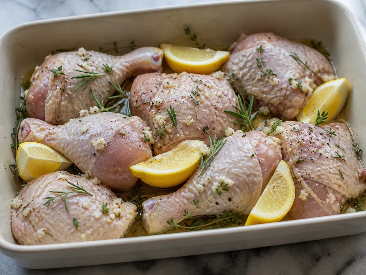 Preparação de Frango com Limão em Conserva durante a confeção
