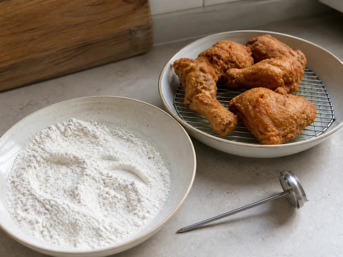 Preparação de Frango Frito à Portuguesa durante a confeção