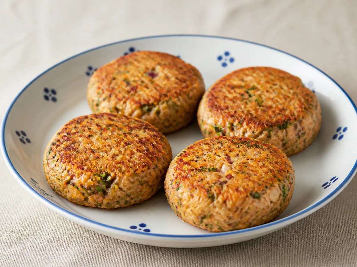 Hambúrgueres de Salmão e Legumes