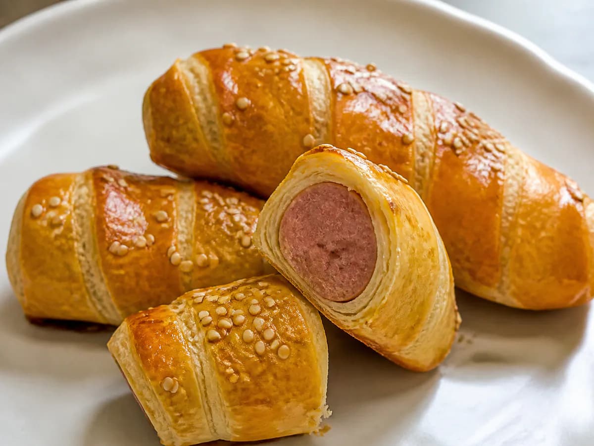 Pormenor de uma porção de Lagartas de Salsicha à Portuguesa