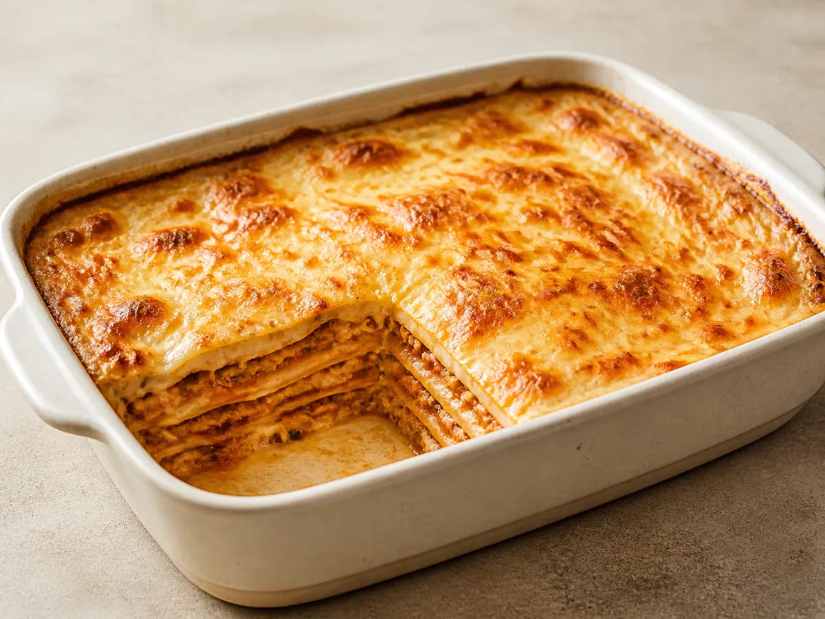 Lasanha de Atum com Legumes e Bechamel