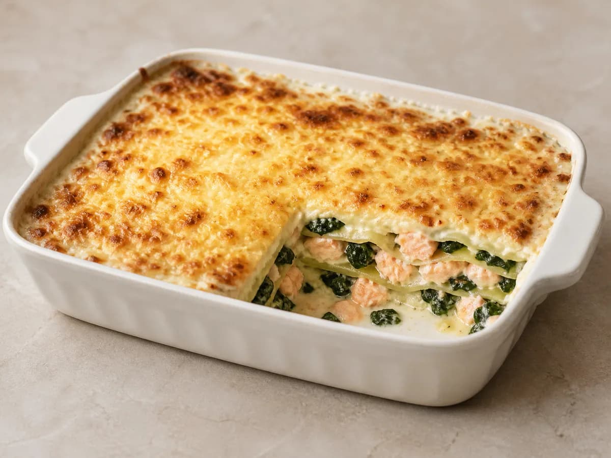 Lasanha de Salmão e Espinafres
