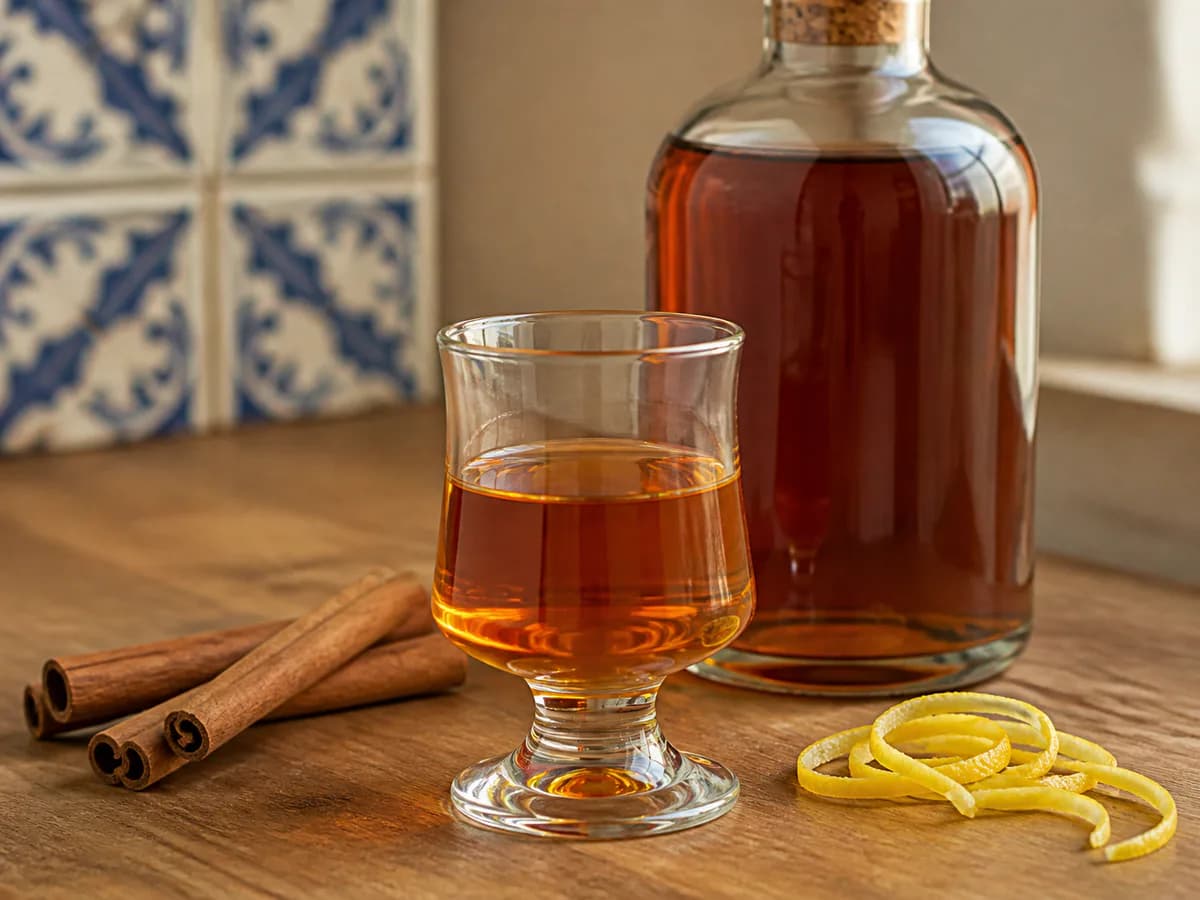 Pormenor de uma porção de Licor de Canela Caseiro
