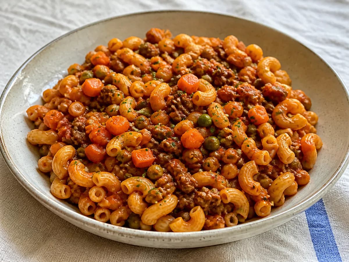 Massa de Carne com Ervilhas e Cenoura