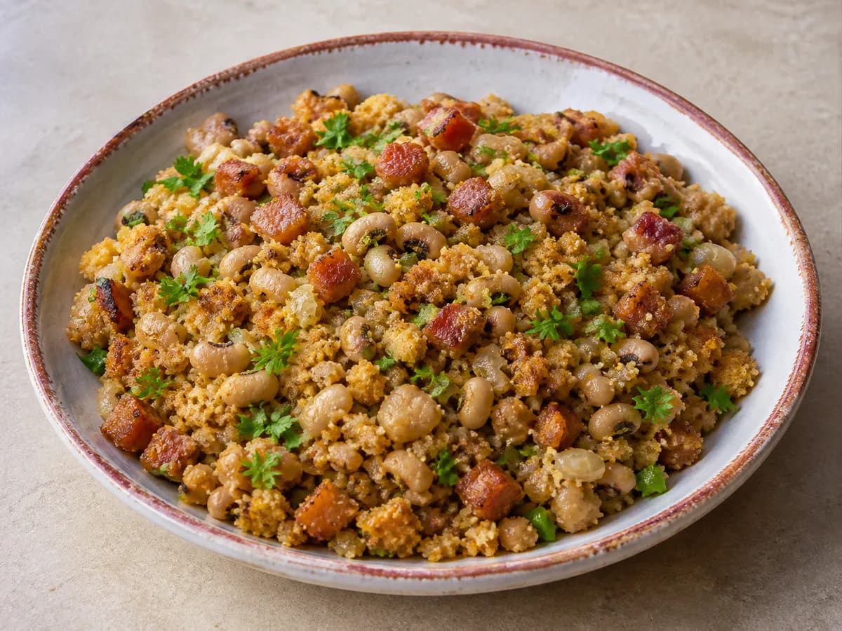 Migas de Broa de Milho e de Feijão Frade