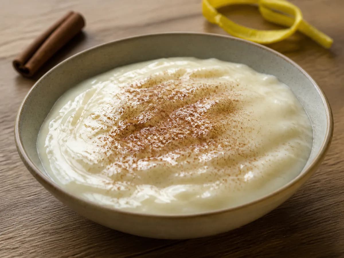 Pormenor de uma porção de Papas de Milho Cremosas (Mingau de Maizena)