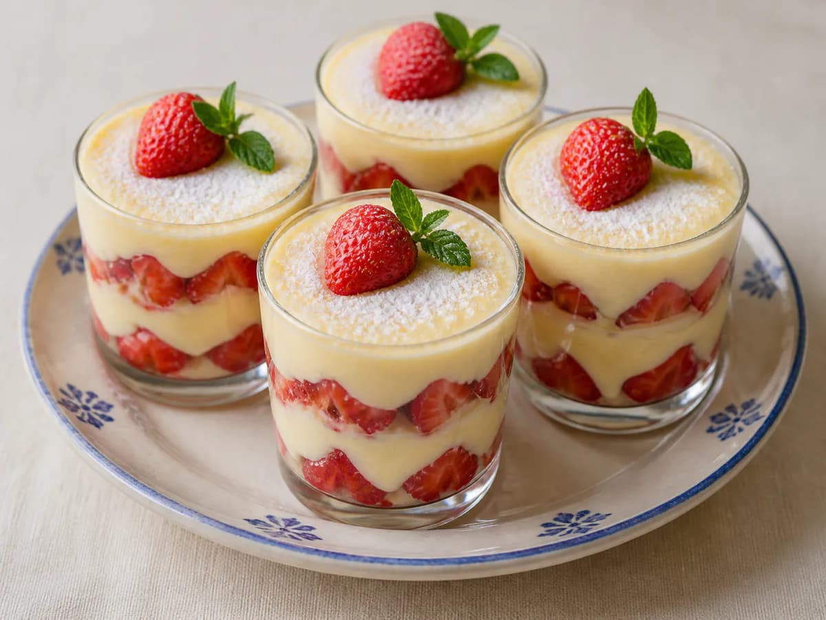 Copos de Morangos com Leite Creme