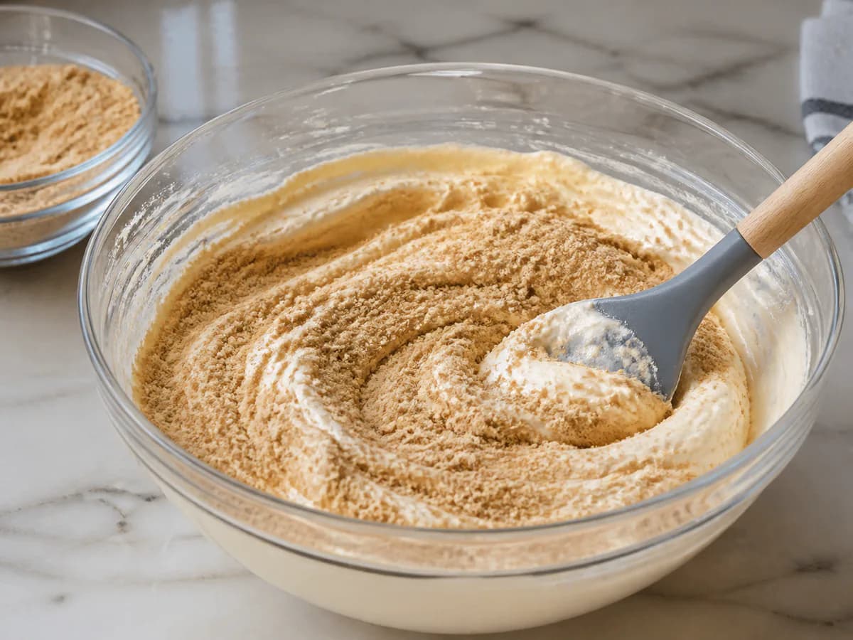 Preparação de Mousse de Bolacha Maria durante a confeção
