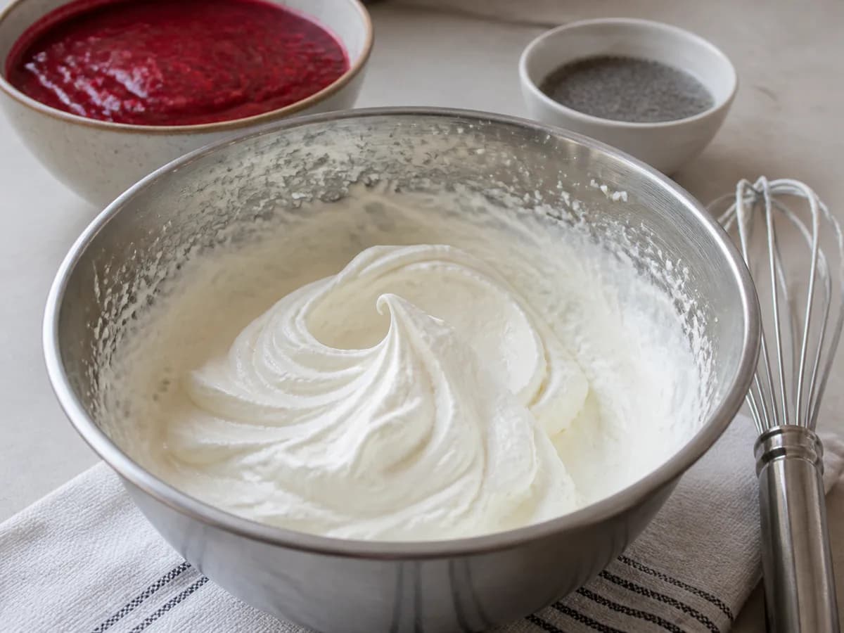 Preparação de Mousse Refrescante de Frutos Vermelhos, Banana e Chia durante a confeção