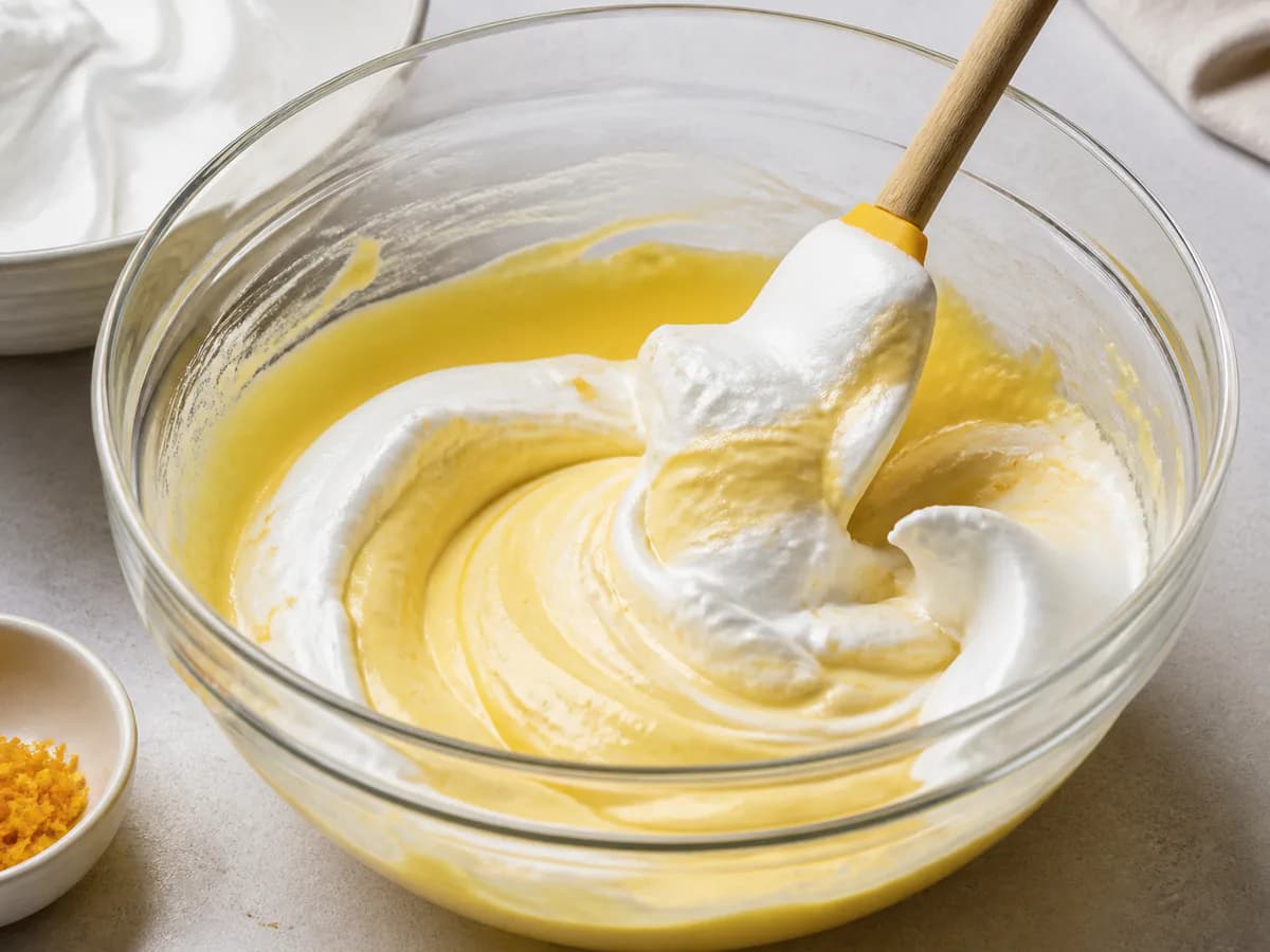 Preparação de Mousse de Laranja Cremosa durante a confeção