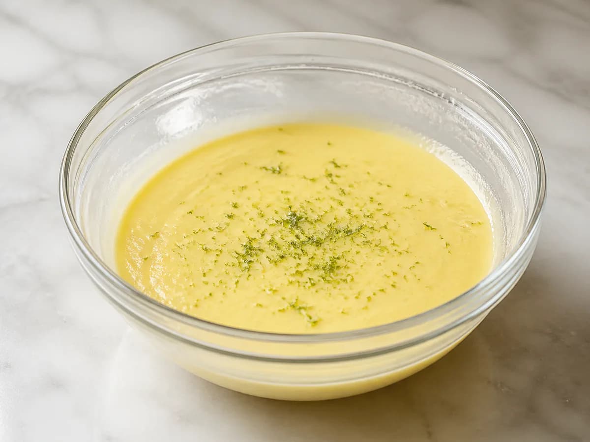 Pormenor de uma porção de Mousse de Lima Cremosa