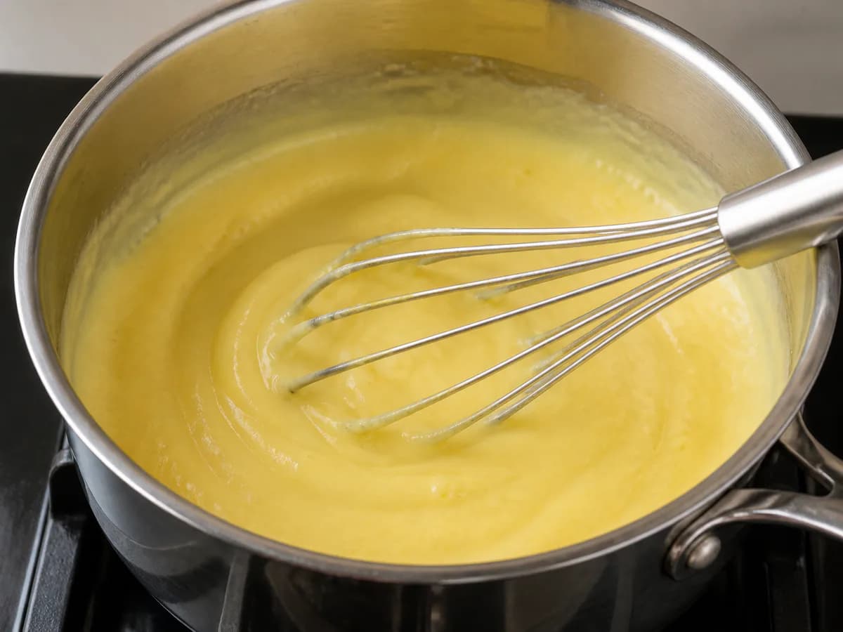 Preparação de Mousse Pudim de Maracujá durante a confeção