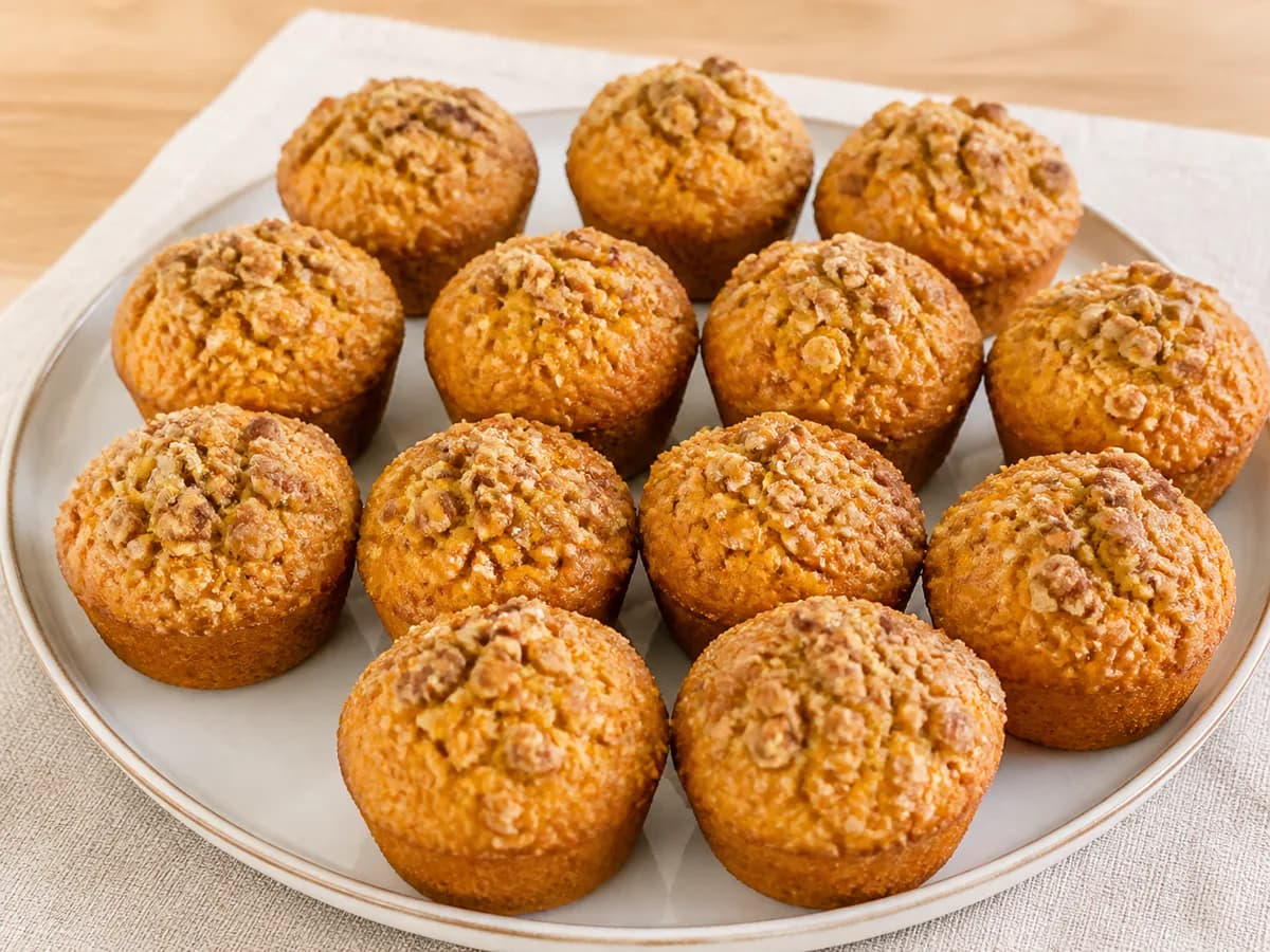 Muffins de Batata Doce com Streusel de Nozes