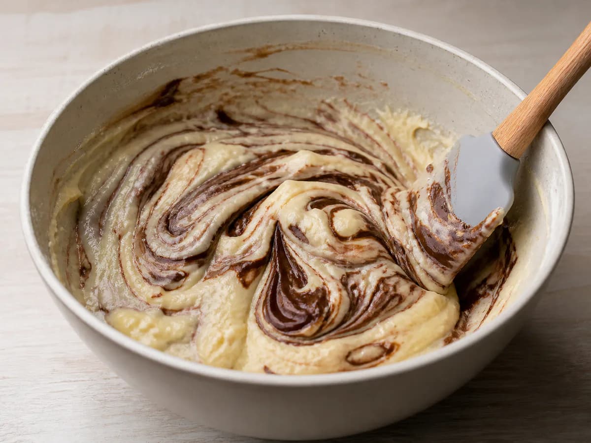 Preparação de Muffins Deliciosos de Nutella durante a confeção
