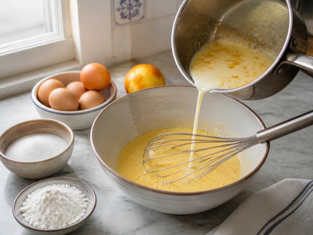 Preparação de Natas do Céu durante a confeção
