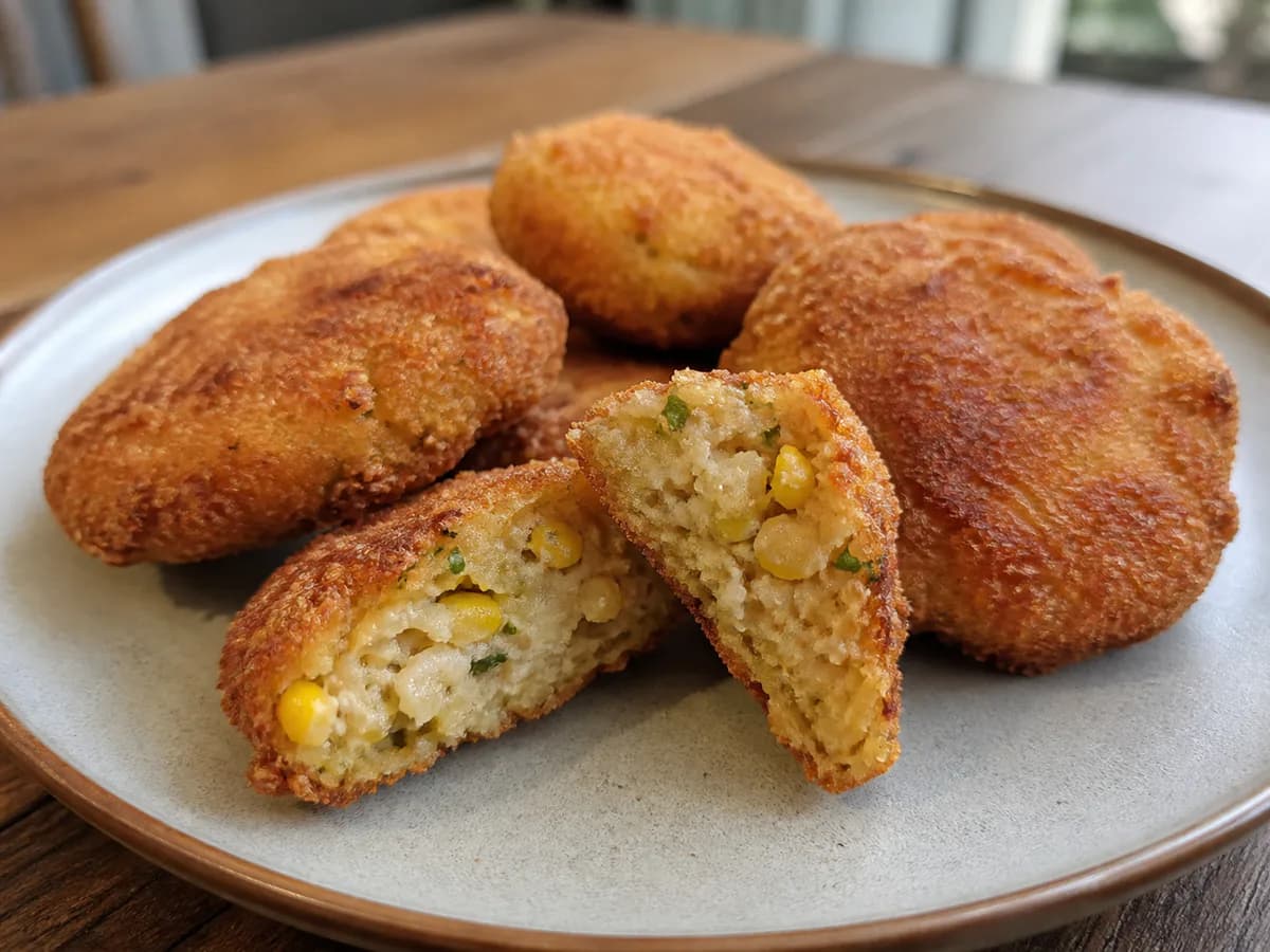 Pormenor de uma porção de Nuggets de Feijão Branco e Milho
