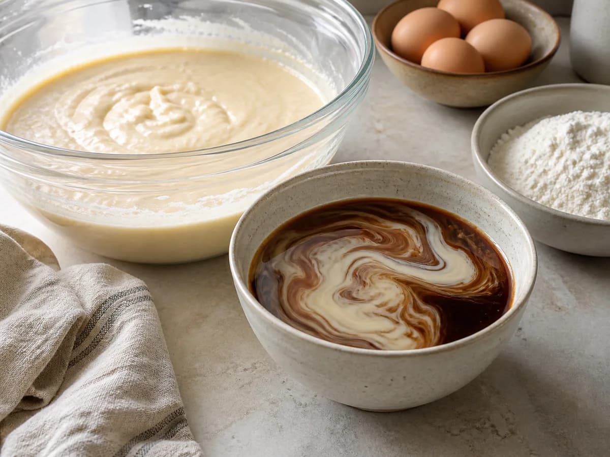 Preparação de Bolo de Café durante a confeção