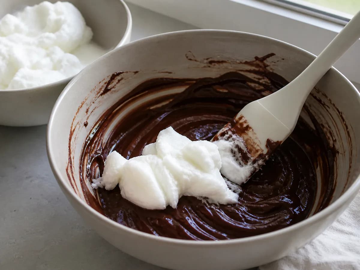 Preparação de O Melhor Bolo de Chocolate Que Já Comi (Sem Farinha) durante a confeção