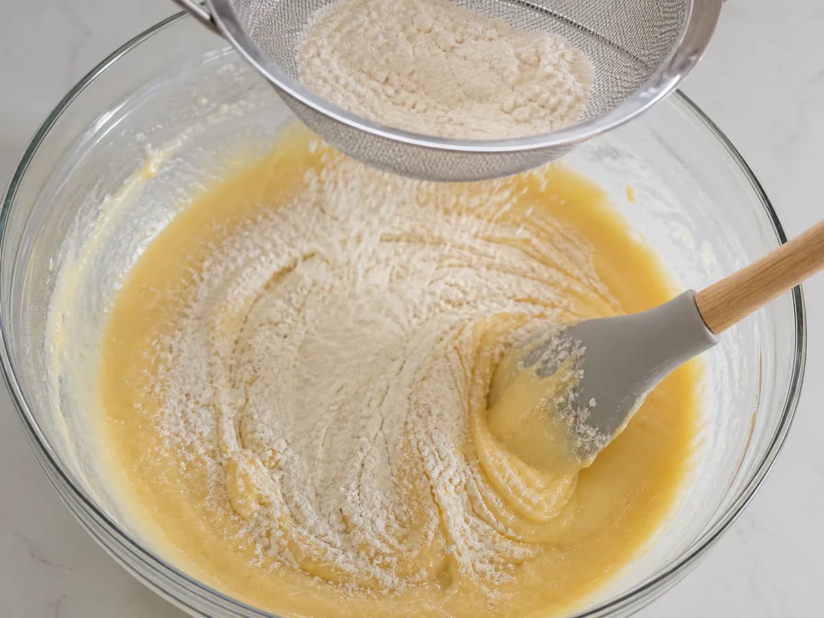 Preparação de Bolo de Iogurte Medido pelo Copo durante a confeção