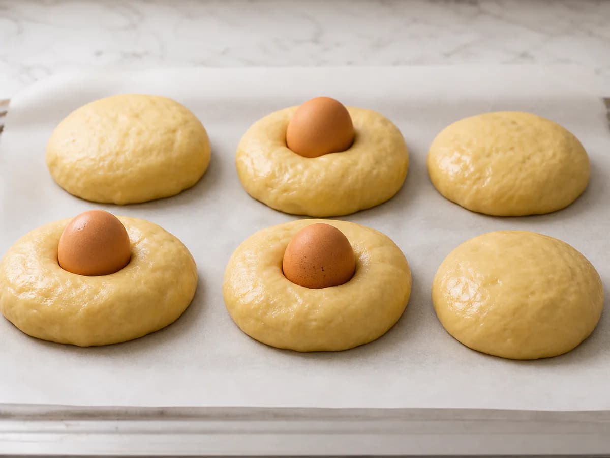 Preparação de O Meu Folar de Páscoa (Folar de Massa\/Pão) durante a confeção