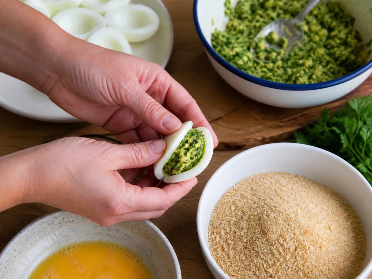 Preparação de Os Melhores Ovos Verdes Receita Da Minha Sogra durante a confeção