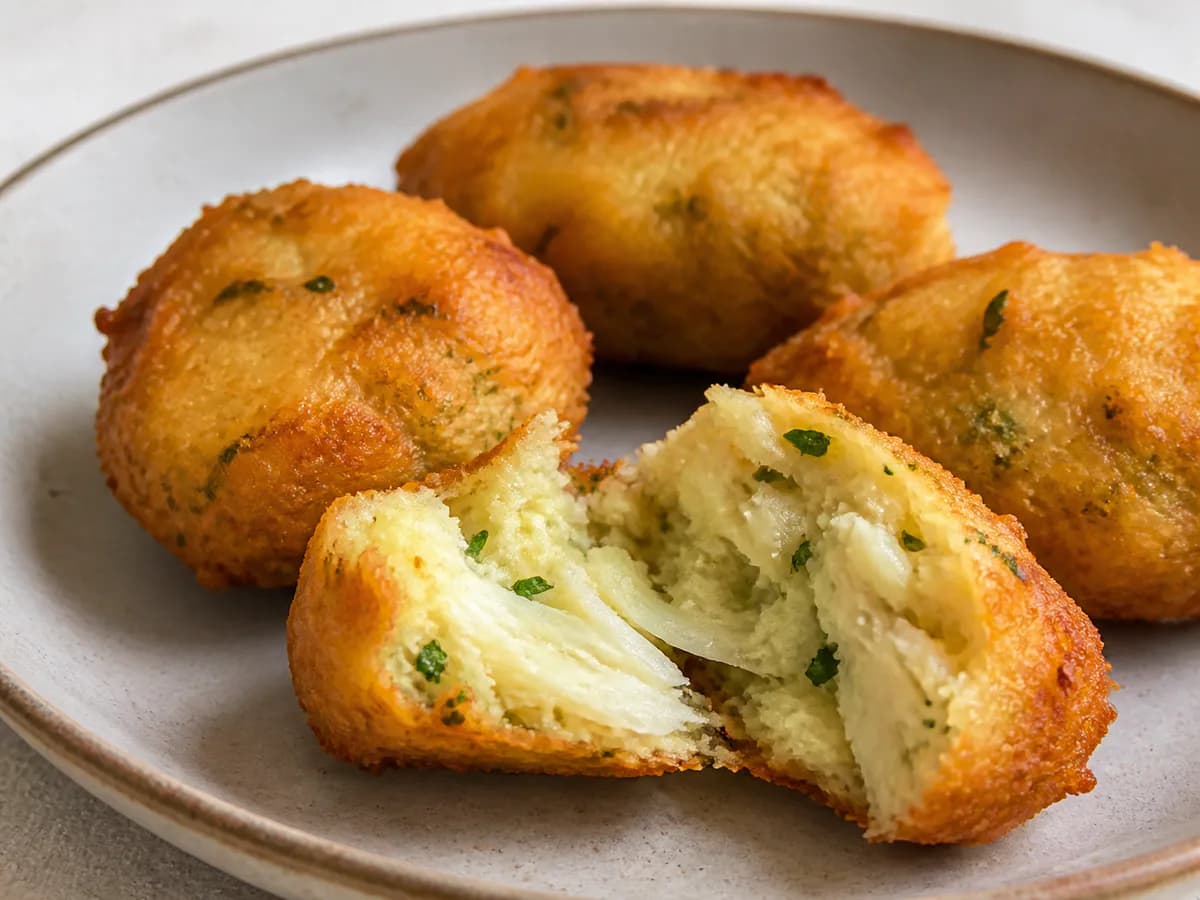 Pormenor de uma porção de Os Melhores Pastéis de Bacalhau de Sempre