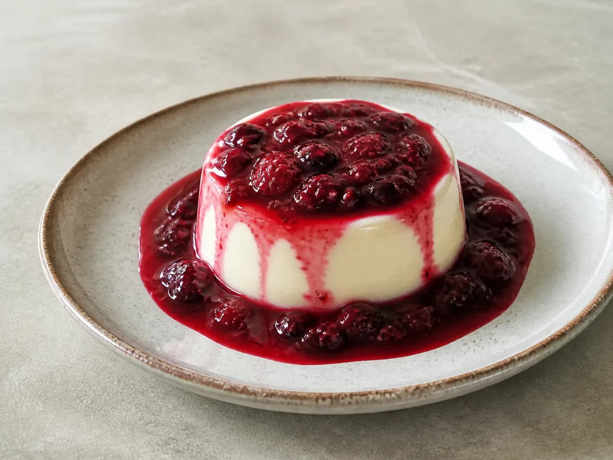 Panna Cotta com Calda de Frutos Vermelhos