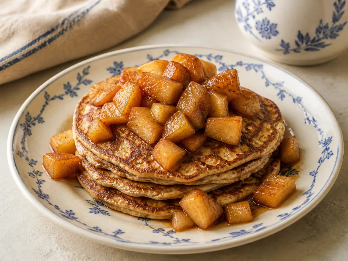 Panquecas de Aveia e Canela com Maçã Caramelizada