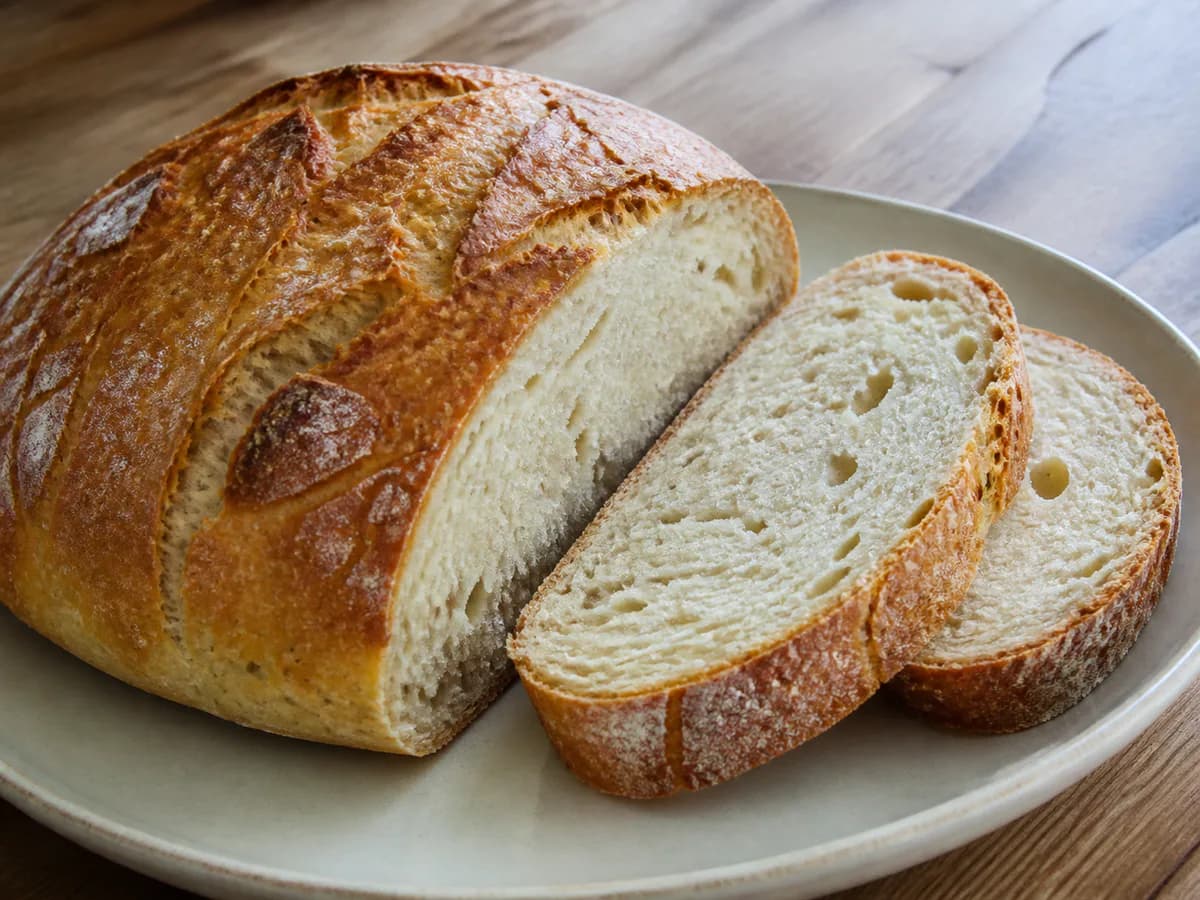 Pormenor de uma porção de Pão Caseiro à Moda Antiga