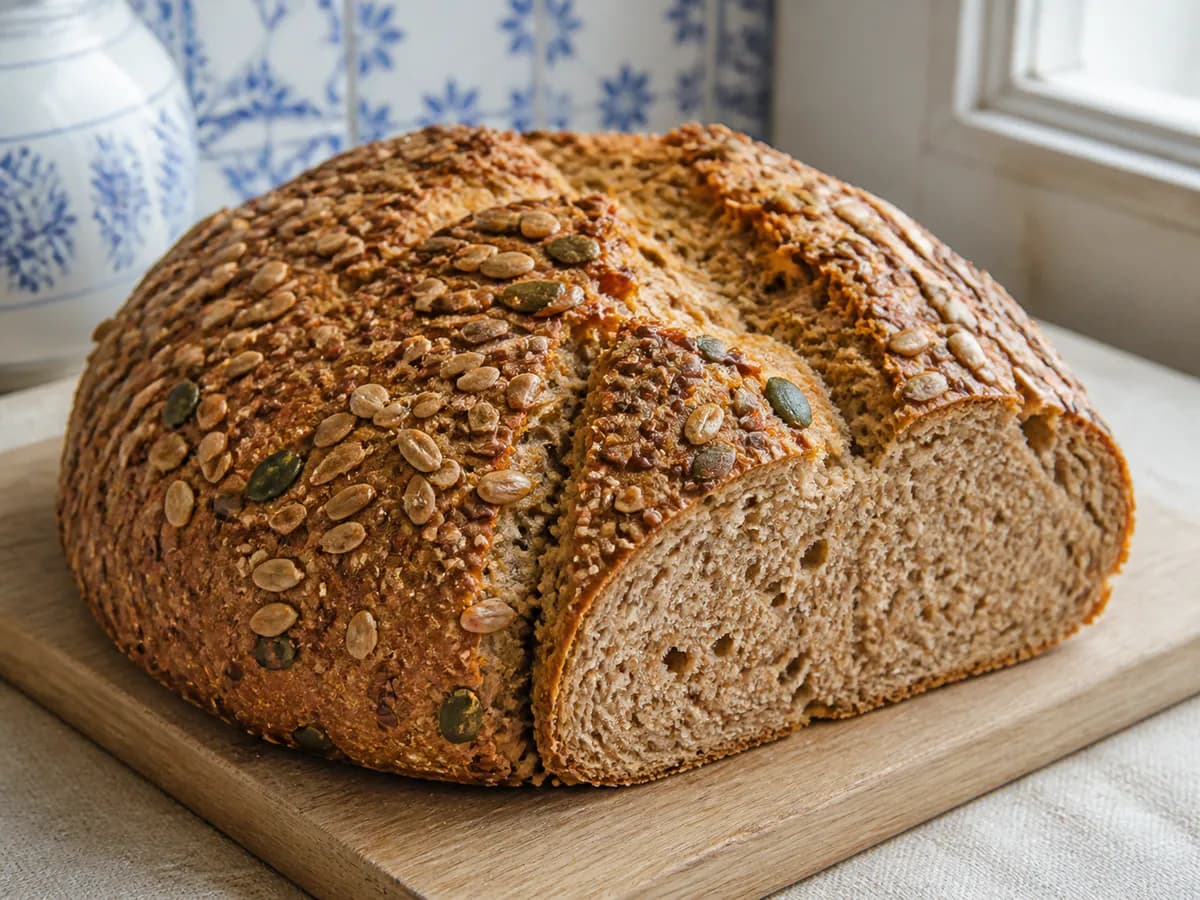 Pão Caseiro com Farinha Integral e Sementes