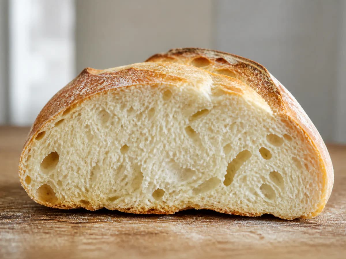 Pormenor de uma porção de Pão Caseiro Fácil