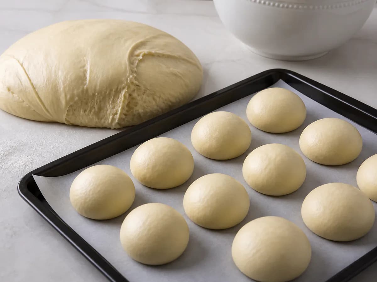 Preparação de Pão de Deus durante a confeção