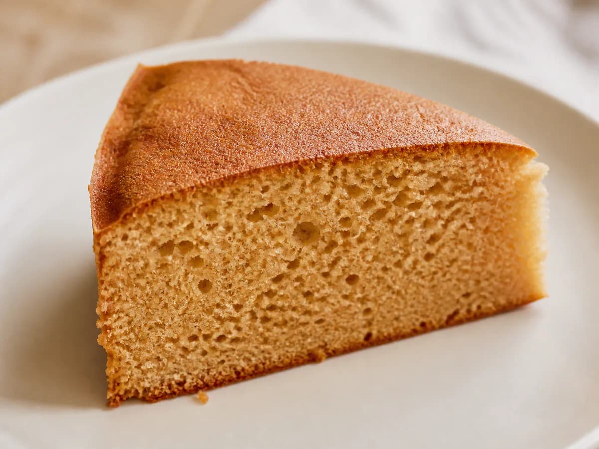 Pormenor de uma porção de Pão de Ló de Mel da Tia Guida
